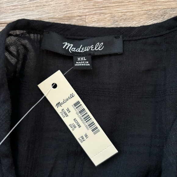 Madewell Puff-Sleeve Yoke Button-Front Top in Textured Plaid Size XXL NWT - Picture 7 of 11